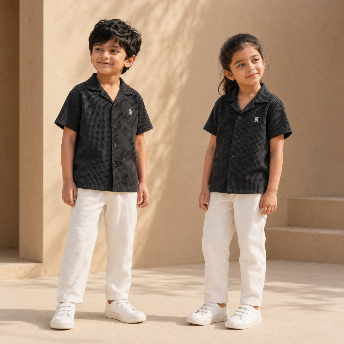 BORN 78 Waffle Button Down lifestyle — black age5 pair