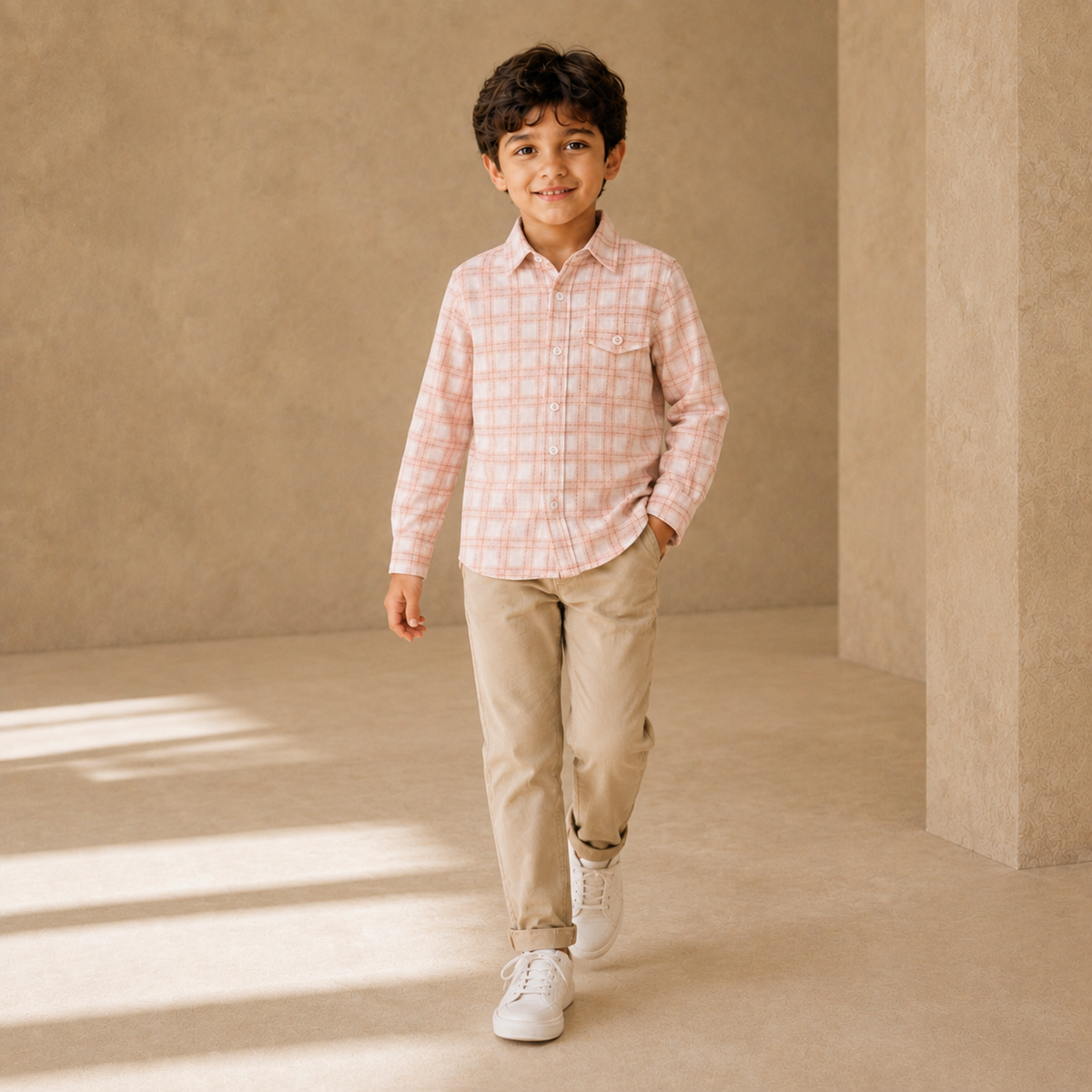 Classic Check Shirt Pink Check - 5-year-old boy