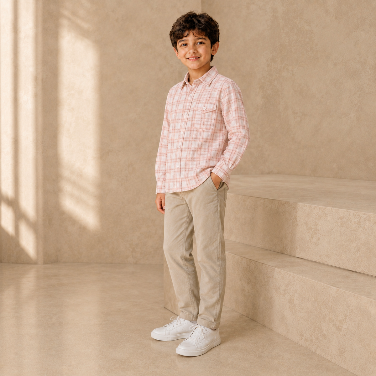 Classic Check Shirt Pink Check - 9-year-old boy