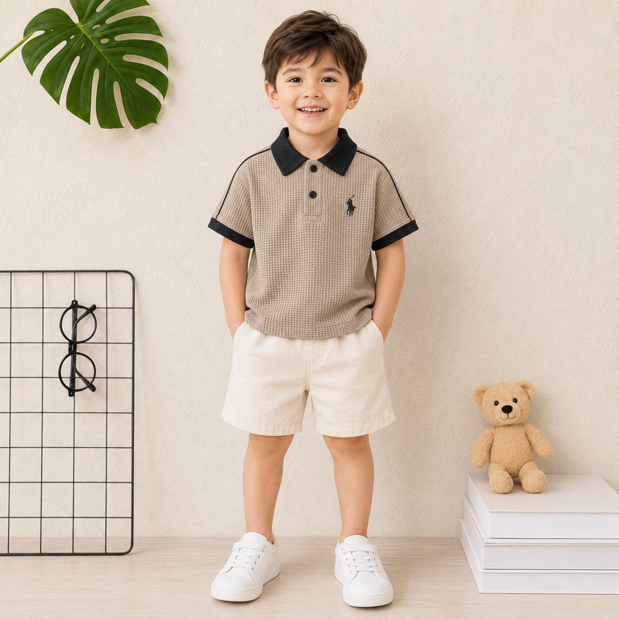 Waffle mesh Polos