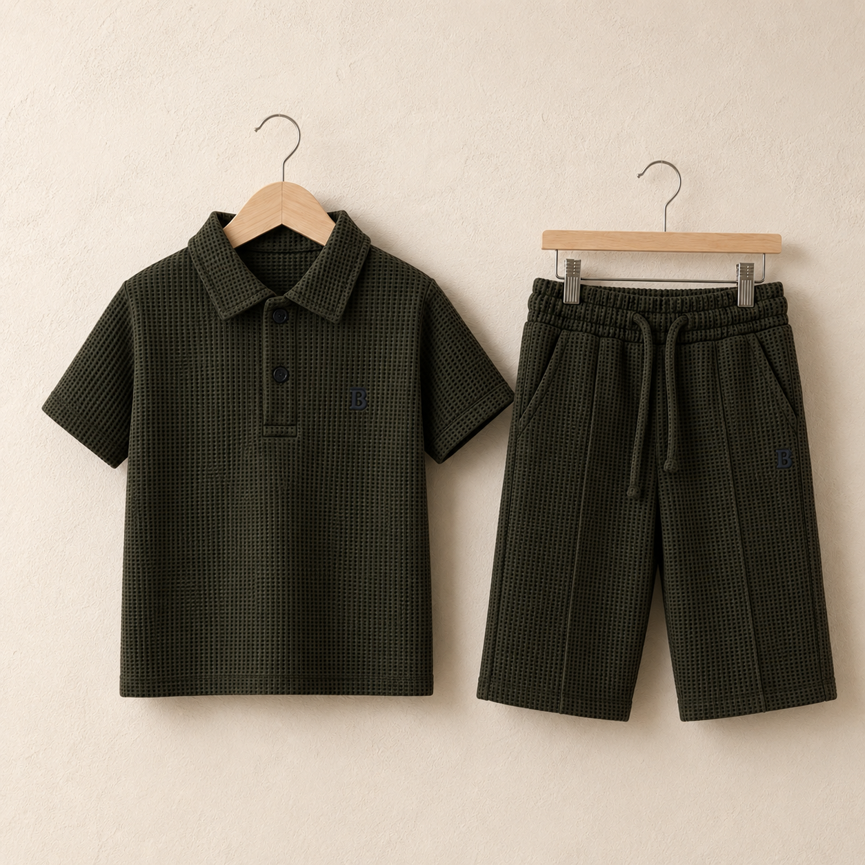Waffle-Knit | Polo Cord Set
